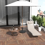 Outsunny Adjustable Back Relaxer Sun Bed Garden Lounger Recliner Chair Furniture Beige