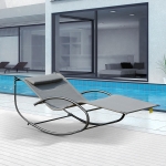 Outsunny Double Chaise Rocker Sun Lounger w/ Pillow Grey