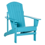 Outsunny Oversized Adirondack Chair, Outdoor Fire Pit and Porch Seating, Classic Log Lounge w/ Built-in Cupholder for Patio, Backyard, Garden, Lawn, Deck, Deep Sky Blue