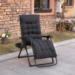 Outsunny Padded Zero Gravity Chair, Folding Recliner Chair, Patio Lounger with Cup Holder, Adjustable Backrest, Removable Cushion, Black