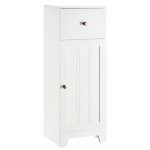 kleankin Small Bathroom Floor Storage Cabinet Free Standing Cupboard Organizer with 1 Drawer and Adjustable Shelf for Living Room, White