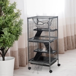 PawHut Rolling Small Animal Cage Pet Mink Chinchilla Small Cat Hutch Pet Play House with Platform Ramp Removable Tray