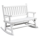 Outsunny 2-Person Patio Rocking Chair Wooden Log Loveseat Rocker, White