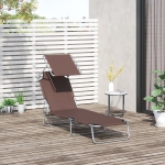 Outsunny Reclining Chair Folding Lounger Garden Outdoor Adjustable w/ Sun Shade(Brown)