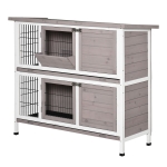 PawHut 2 Tier Rabbit Hutch, Bunny Cage, Small Animal House with Opening Top & Slide-out Tray
