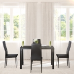HOMCOM 5-Piece Kitchen Dining Set Glass Top Table 4 PU Leather Chairs Dinette