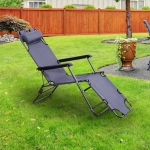 Outsunny Folding Chaise Lounge Chair Portable Adjustable Recliner Sun Lounger Outdoor Garden Reclining Seat with Beige(c-5)