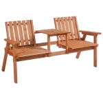 Outsunny Outdoor Patio Wooden Double Chair Garden Bench with Middle Table & Natural Weather-Fighting Materials