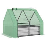 Outsunny 50" L x 37.5" W x 36.25" H Raised Garden Bed with Greenhose, Steel Outdoor Planter Box with Plastic Cover, Roll Up Window, Dual Use for Flowers, Vegetables, Fruits and Herbs, Green