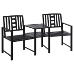 Outsunny Outdoor Double Tete-a-Tete Patio Lounge Chair with Center Coffee Table, Steel Frame & Elegant Appearance, Black