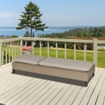 Outsunny Patio Chaise Lounge Chair Outdoor Rattan Furniture w/ Padded Cushion All Weather Recliner 5-Position Adjustable for Garden Poolside Balcony Cream