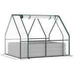 Outsunny 50" L x 37.5" W x 36.25" H Raised Garden Bed with Greenhouse, Steel Outdoor Planter Box with Plastic Cover, Roll Up Window, Dual Use for Flowers, Vegetables, Fruits and Herbs, Clear