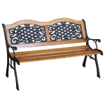 Outsunny 49.5" Outdoor Antique Style Wooden Patio Garden Bench Love Seat with Strong Hardwood Slats & Antique Style
