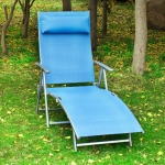 Outsunny Adjustable Folding Reclining Chair Outdoor Sun Lounger Patio Chaise Lounge Garden Beach Gravity Lounge with Pillow Blue