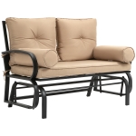 Outsunny 2-Person Outdoor Glider Chair, Patio Double Rocking Loveseat w/ Cushions, Khaki