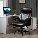Vinsetto High Back Office Chair Adjustable Swivel Executive Office Chair PU Leather Ergonomic Computer Task Office Seat with Padded Armrests, Adjustable Height, Brown