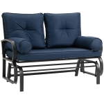 Outsunny 2-Person Outdoor Glider Chair, Patio Double Rocking Loveseat w/ Cushions, Blue