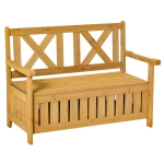 Outsunny 2-Person Backyard Patio Bench with Louvered Side Panels & Wood Build, Yellow