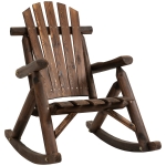 Outsunny Outdoor Rustic Single Rocking Chair, Adirondack Patio Chair, Black