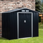 Outsunny 7'x4' Metal Outdoor Shed Organizer & Garden Storage with 4 Vents for Airflow & 2 Easy Sliding Doors, Dark Grey