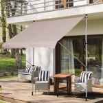 Outsunny Patio Adjustable Awning Floor- to-ceiling Retractable Shade Beige