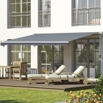 Outsunny 8.2 x 6.6 ft Manual Retractable Patio Awning Window Door Sunshade Shelter Deck