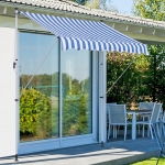 Outsunny 6.6'x5' Manual Retractable Patio Awning Window Door Sun Shade Deck Canopy Shelter Water Resistant UV Protector Blue
