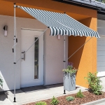 Outsunny 6.6'x5' Manual Retractable Patio Awning Window Door Sun Shade Deck Canopy Shelter Water Resistant UV Protector Green and White
