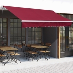 Outsunny 12x8.2ft Manual Retractable Patio Awning Water-Resistant Sun Shade Outdoor Deck Window Door Canopy Shelter Wine Red