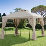 Outsunny 10' x 10' Outdoor Patio Garden Gazebo Canopy Shelter with Pavilion Sidewalls for Garden Events, Cream White