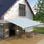 Outsunny 8.2'x6.6' Manual Retractable Patio Awning Window Door Sunshade Shelter Green/White