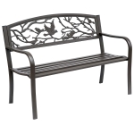 Outsunny 50" Vintage Bird Pattern Garden Cast Iron Patio Bench - Brown