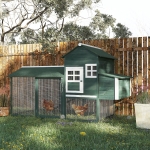 PawHut 84" Large Wood Chicken Coop Hen Pet Cage with Nesting Box and Run Green