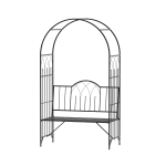 Outsunny 80" Steel Metal Outdoor Garden Arbor Archway with Bench Seating Black