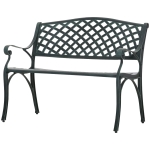Outsunny Cast Aluminum Outdoor Garden Bench 2 Seater Antique Patio Loveseat, Verdigris