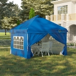 Outsunny 10' x 10' Pop Up Canopy Tent, Instant Shelter Tent with Sidewalls, Windows, Roller Bag for Garden, Patio, Blue