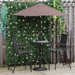 Outsunny 3 Piece Outdoor Patio Bar Set 2 Swivel Stool and 1 Bistro Table All-Weather Metal Frame for Balcony Backyard Deck Brown(c-2)