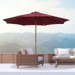 Outsunny ⌀10’ x 8.2’H Bamboo Wooden Round Market Patio Sun Umbrella Garden Parasol Outdoor Sunshade Canopy (Beige)(c-2)