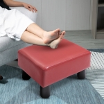 HOMCOM Modern Small Faux Leather Ottoman Footrest Sofa Stool Rectangle Red