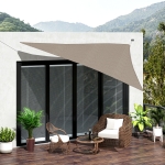 Outsunny Triangle 18’ Canopy Sun Sail Shade Garden Cover UV Protector Outdoor Patio Lawn Shelter with Carrying Bag (Light Brown)