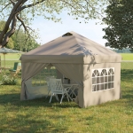 Outsunny 10' x 10' Pop Up Canopy Tent, Instant Shelter Tent with Sidewalls, Windows, Roller Bag for Garden, Patio, Beige
