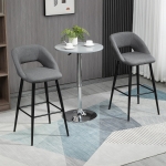 HOMCOM Fabric Bar stools Set of 2, 29.5" Pub Height Chairs with Steel Legs, Backrest for Kitchen Counter, Dining Room, Bistro Table, Grey