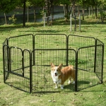 PawHut 8 Panel Pet Playpen Play Yard Fence Home DIY Heavy-Duty Metal Foldable Indoor Outdoor For Small Dogs, Black