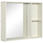 kleankin 31.5" x 25.5" Medicine Cabinet with Mirror, 2-Tier Storage Shelf, Wall Mounted Bathroom Cabinet, White