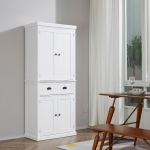 HOMCOM Tall Colonial Style Free Standing Kitchen Pantry Storage Cabinet