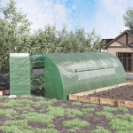 Outsunny 19 x 10 x 6.6ft Outdoor Walk-in Tunnel Greenhouse Portable Plant Gardening Warm House with PE Cover Green