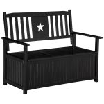 Outsunny 43 Gallon Outdoor Bench with Storage Loveseat for Garden Tools Toys, Black