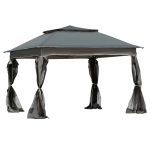 Outsunny 11' x 11' Pop Up Gazebo Canopy with 2-Tier Soft Top, Removable Zipper Netting, Event Tent with Large Space Shade, Storage Bag, Grey