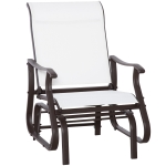 Outsunny Outdoor Glider Chair, Patio Steel Rocking Chair for Backyard, Garden, Porch, White