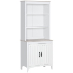 HOMCOM 69" Kitchen Buffet Hutch with 3-Tier Shelving, Freestanding Storage Pantry Cabinet, Sideboard with Adjustable Shelves and Open Countertop, White